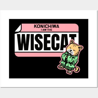 Konichiwa I'm the Wise Cat Funny Japanese Name Tag Cat Lover Gift Posters and Art